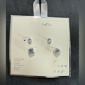 A New Day Silver Cubic Zirconia Earrings Set